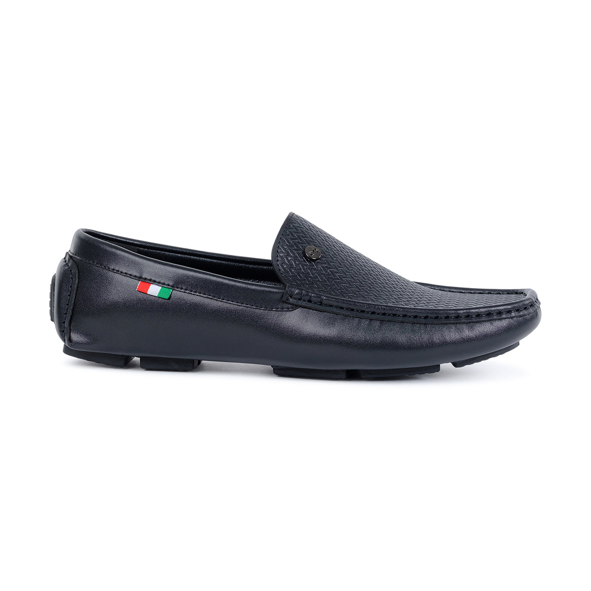 FILLION MENS LEATHER MOCCASINS-BLACK