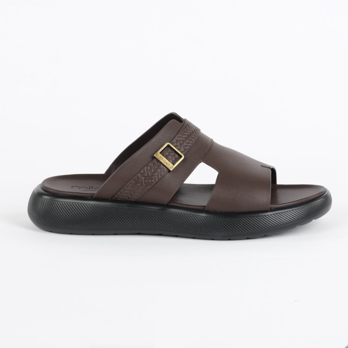 BASCO MENS LEATHER SANDALS-DARK BROWN