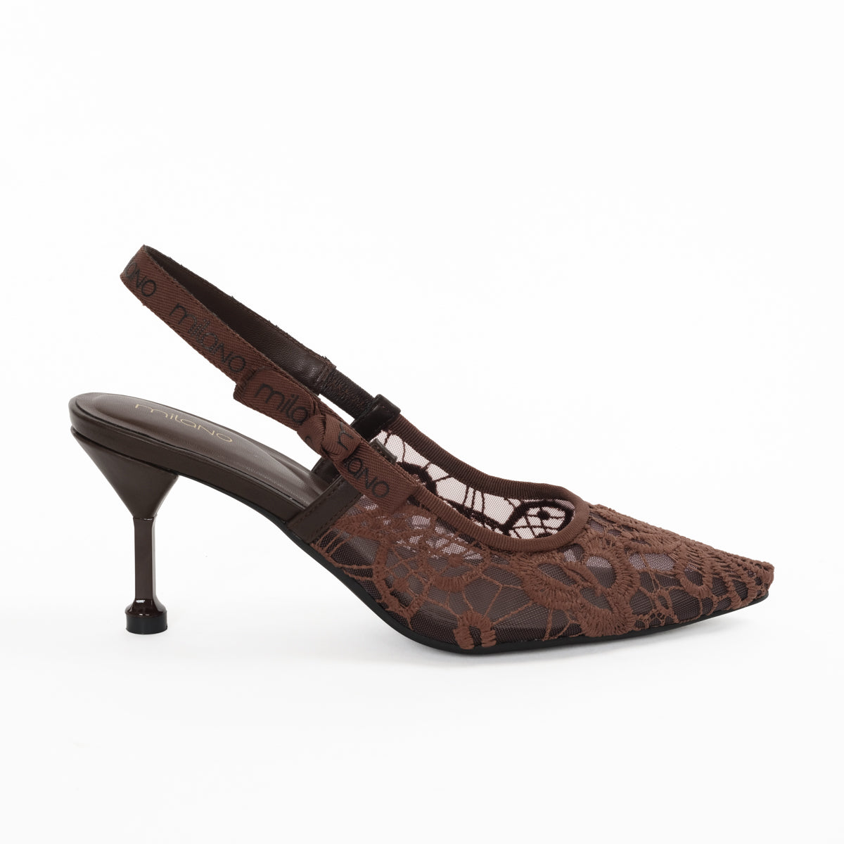 ALAYZA Slingback Stilleto Heel - BROWN